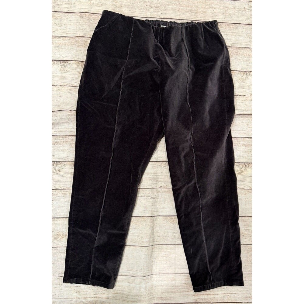 Soft Surroundings Brown Velvet Pants Women's Elastic Waist Petite Large